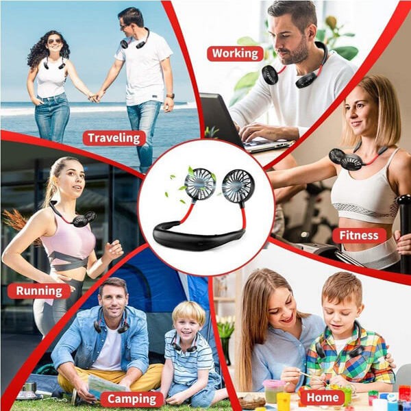 Neck Fan Adjustment Fan Hands-free Hanging Rechargeable Mini Sports Fans 3 Gears Wearable Sport Fan
